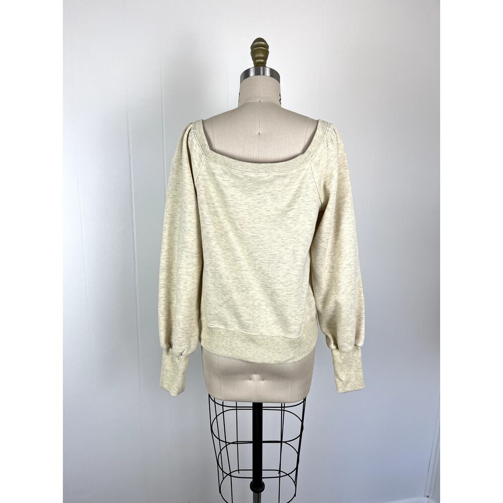 Rebecca Minkoff Ariel Sweatshirt Womens Medium Puff Sleeve Pullover Oat Melange - Picture 6 of 16